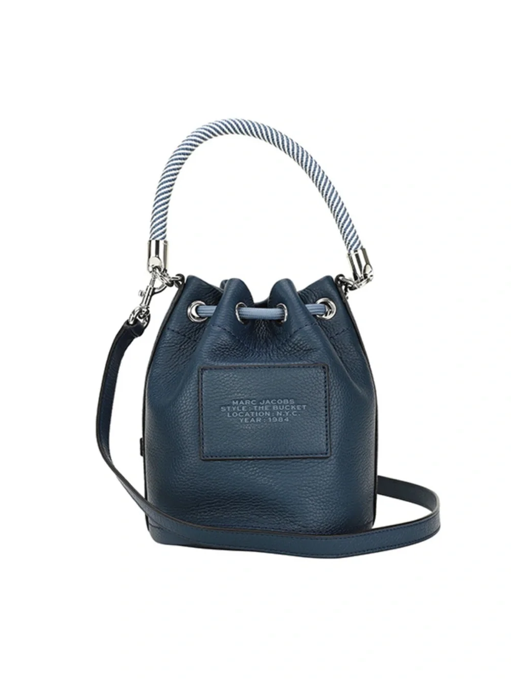 Marc Jacobs The Bucket Bag – Blue Pebbled Leather | Rope Handle | Crossbody